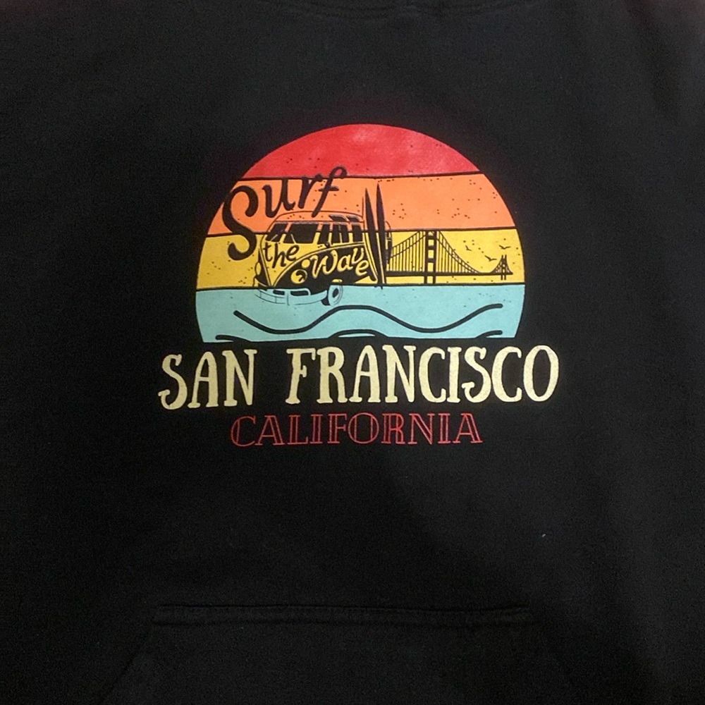 San Francisco hoodie (black), tags “Cali Premiums”, size (Large)